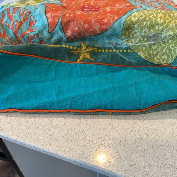 Paul Brant Coral and fish Large Tote Bag orange and green blue beach bag - Picture 8 of 10